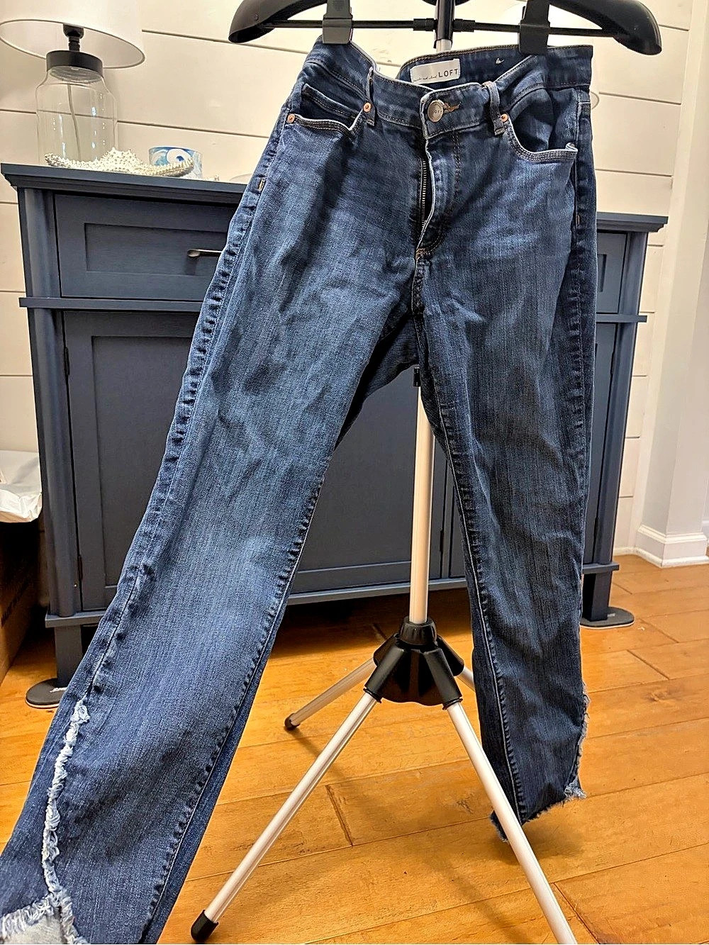 LOFT Curvy Skinny Jeans Distressed Blue Waist 29 (8)